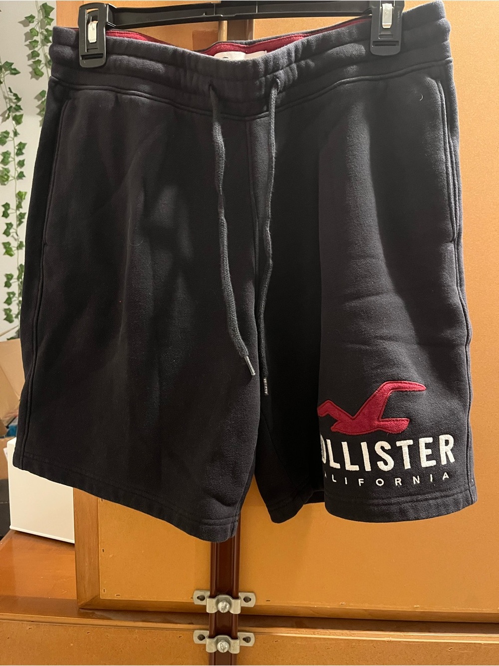 Hollister Black Athletic Fleece Shorts with Red Logo